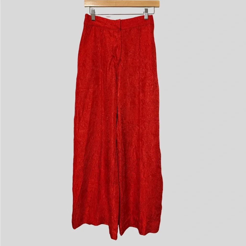 House of Harlow 1960 Red Textured Wide-Leg Pants - Picture 2 of 4